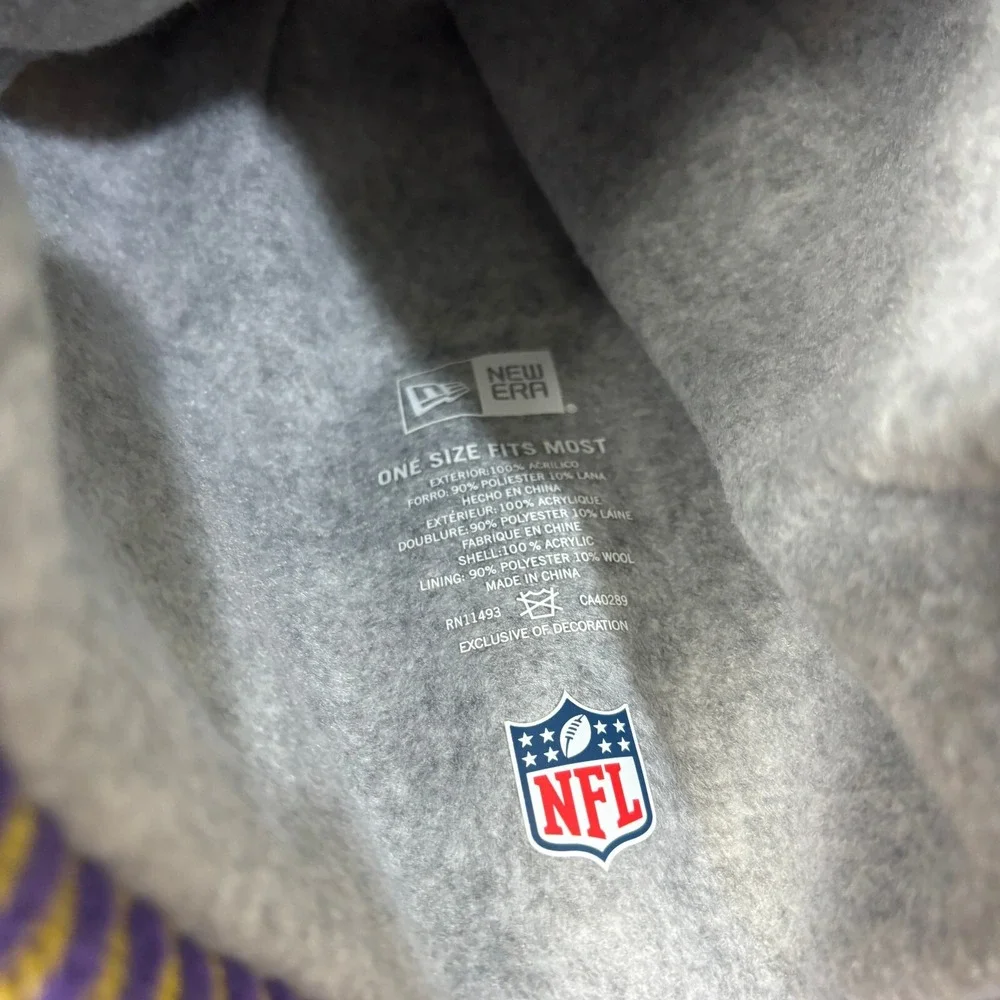Minnesota Vikings Beanie Winter‎ Hat Mens Purple Gold NFL Football Fleece Lined